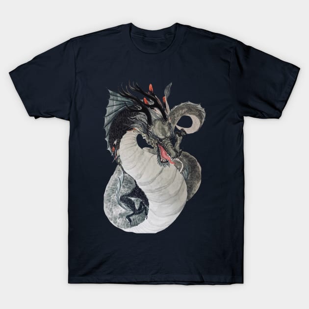 Chinese Black Dragon God T-Shirt by MaknArt